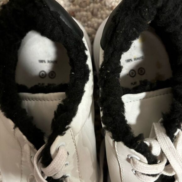 SCHUTZ Kristin Platform Sneaker White Leather Lace Up Black Low Top- Size 9.5 - Picture 8 of 12
